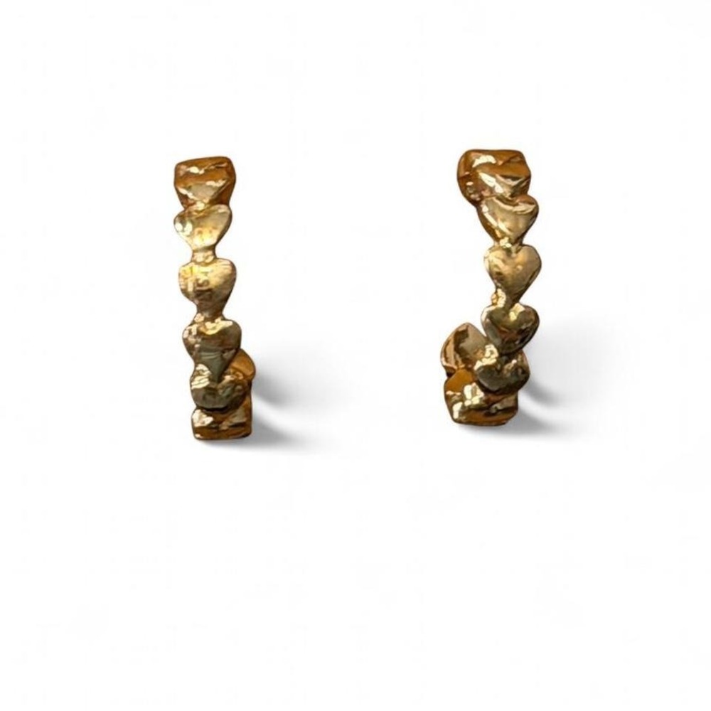Dainty Gold Tone Heart‎ Huggie Hoop Earrings